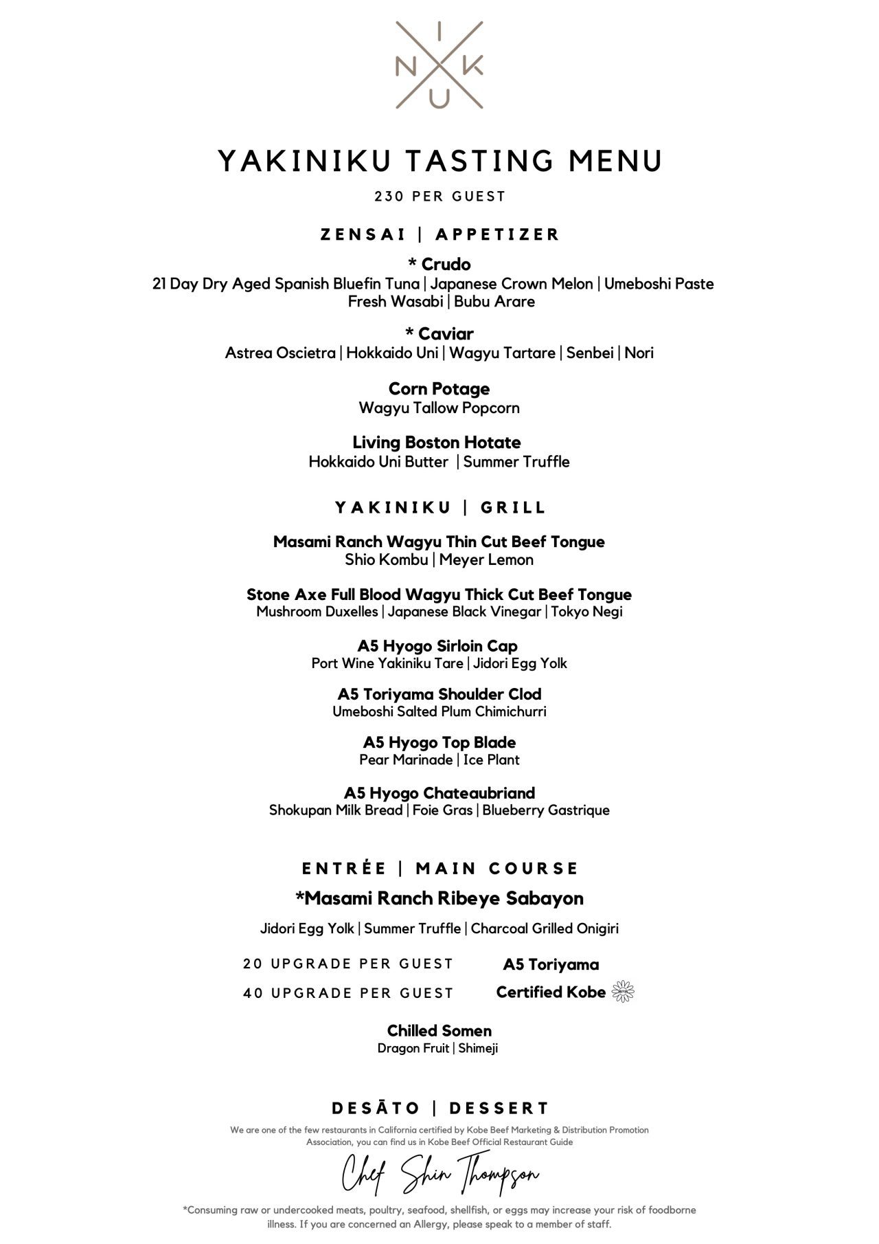 Yakiniku Tasting Menu NIKU X