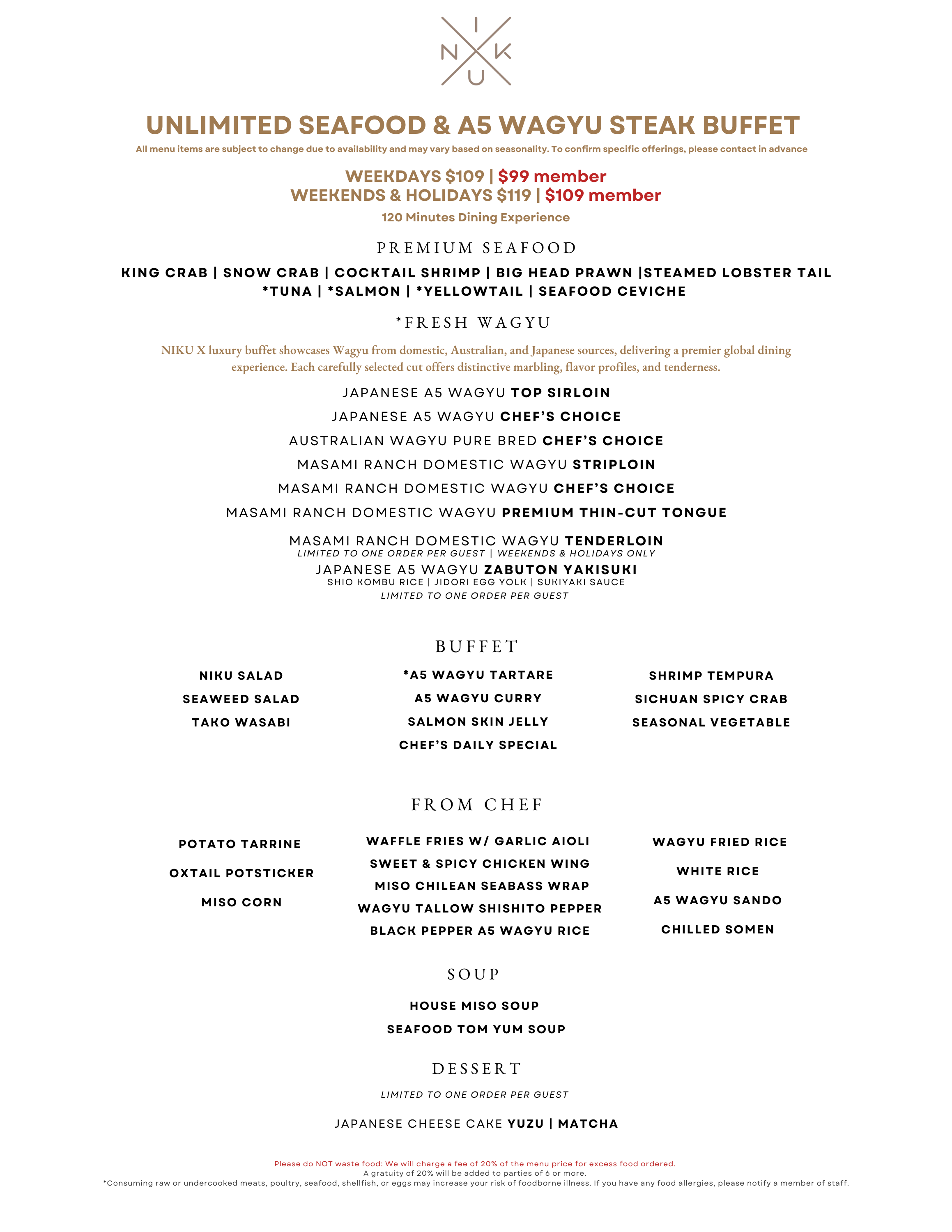 NIKU LA BBQ 109 done NIKU X | King Crab, Lobster, A5 Wagyu Steak & MORE