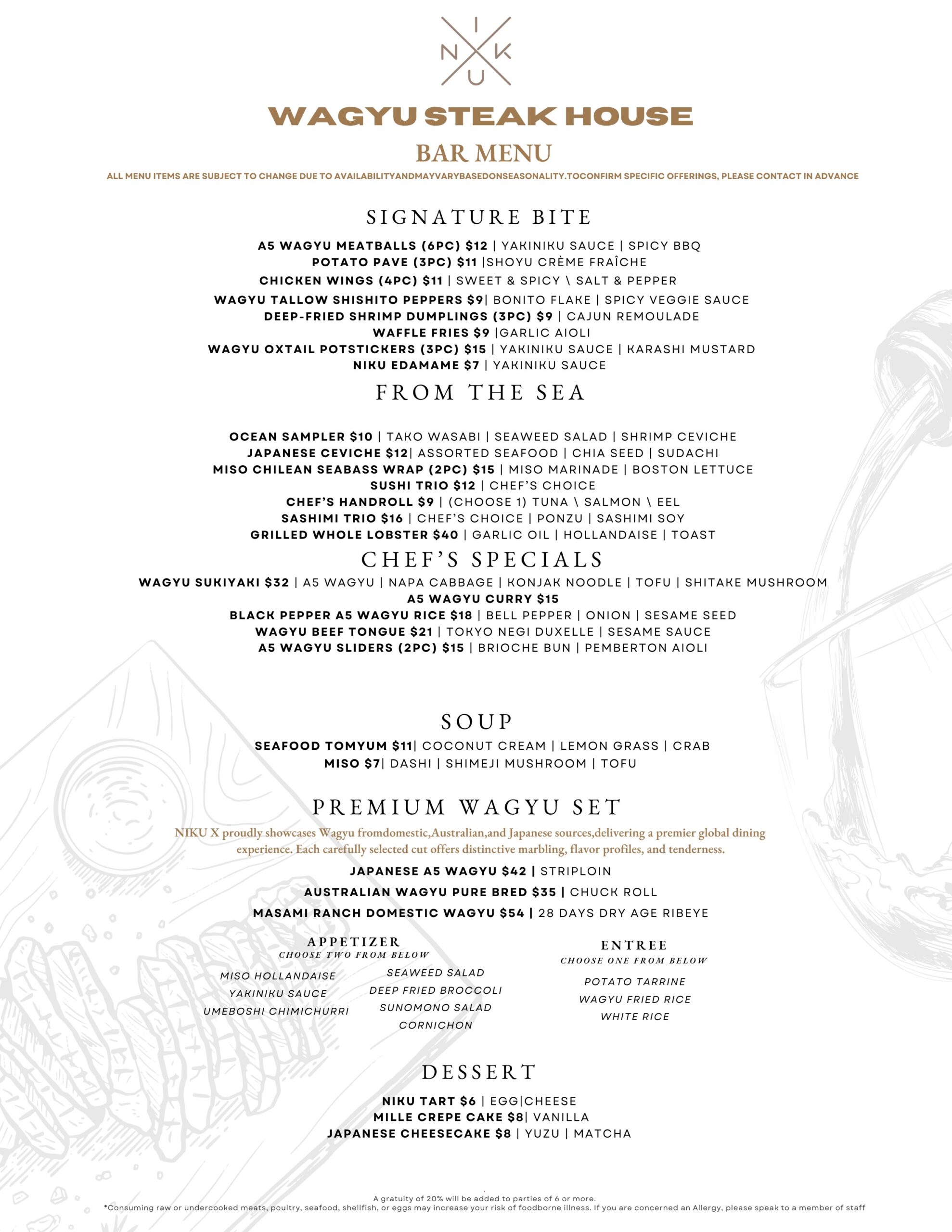 NIKU X | Bar Menu